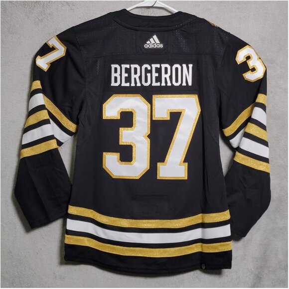 adidas Other - Bergeron Boston Bruins Jersey Mens 42 Black NHL Hockey 100th Patch Adidas